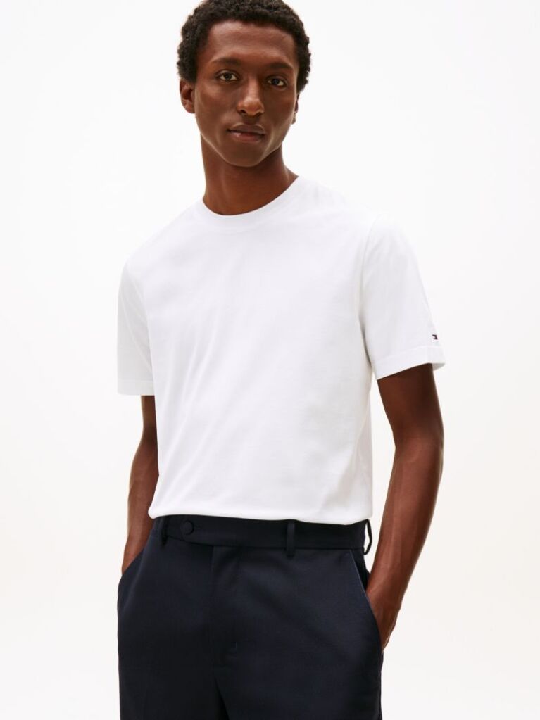Άσπρο Smart Casual T-Shirt Με Κλασική Λαιμόκοψη  Άνδρες