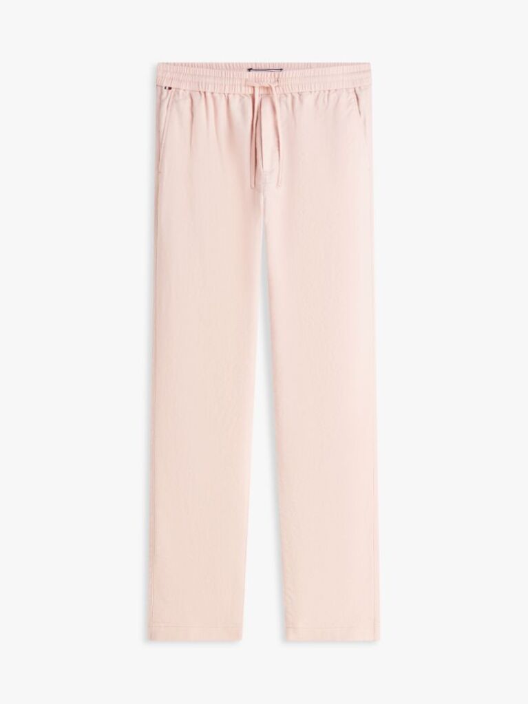 Pink Harlem Tapered Leg Linen Blend Chinos  Men