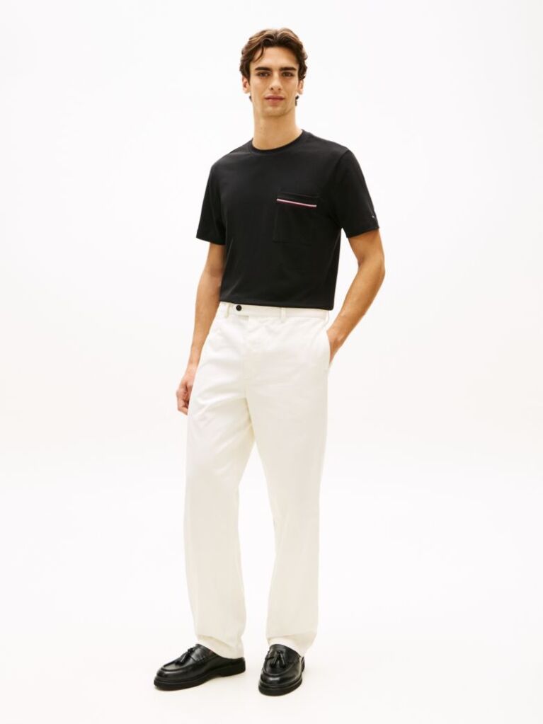Black Global Stripe Pocket Pique Jersey T-Shirt  Men