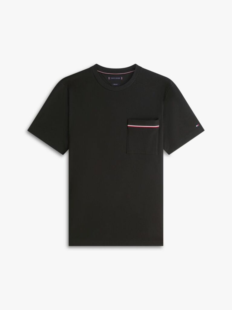 Black Global Stripe Pocket Pique Jersey T-Shirt  Men