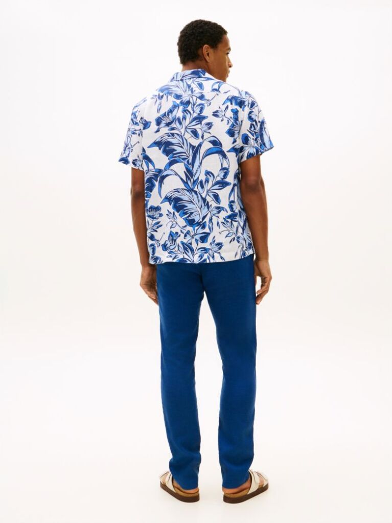 Multi Regular Fit Floral Print Linen Short Sleeve Shirt  Men