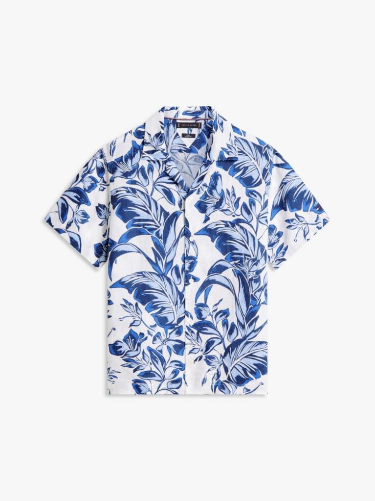 Multi Regular Fit Floral Print Linen Short Sleeve Shirt  Men