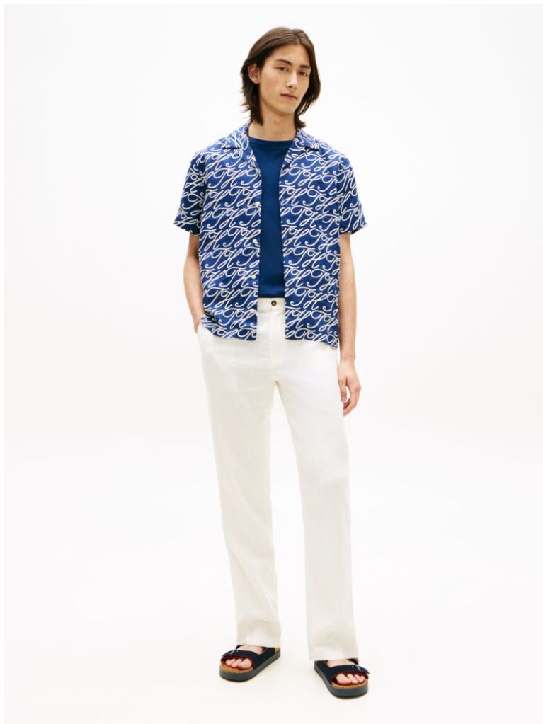 Multi Regular Fit Pure Linen Short Sleeve Shirt  Men
