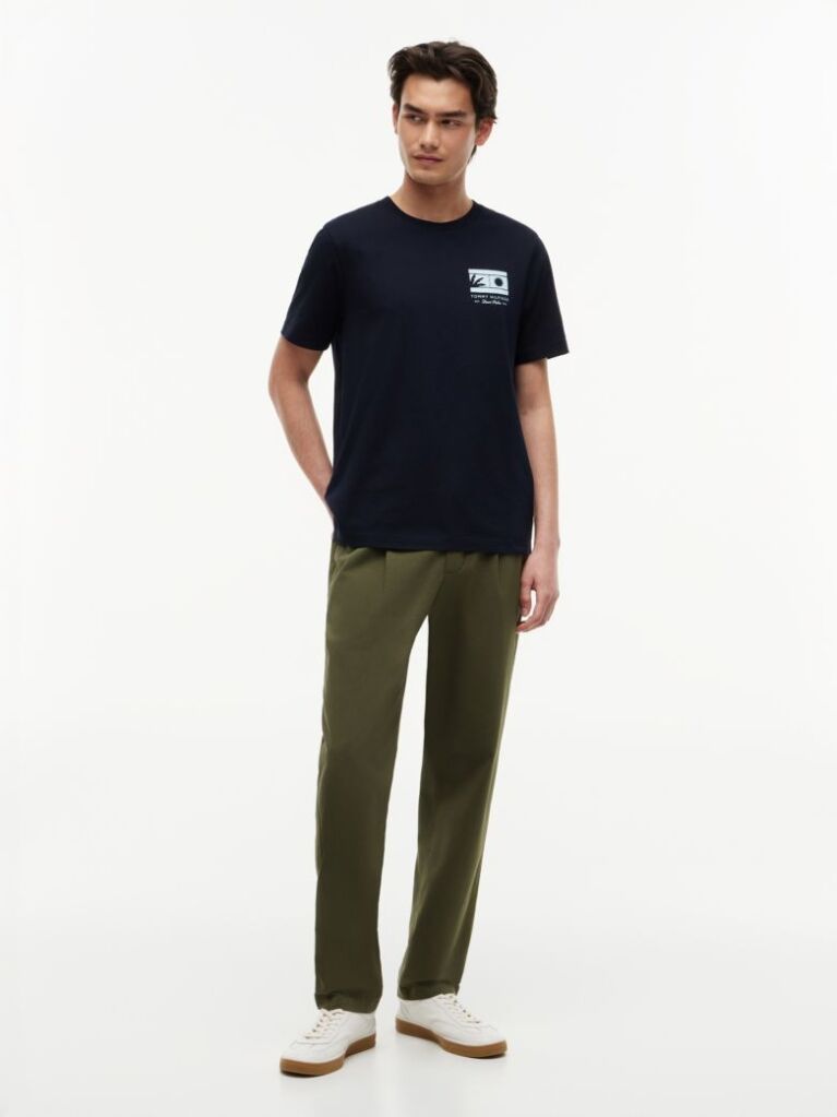 Μπλε T-Shirt Με Λογότυπο Και Κλασική Λαιμόκοψη  Άνδρες