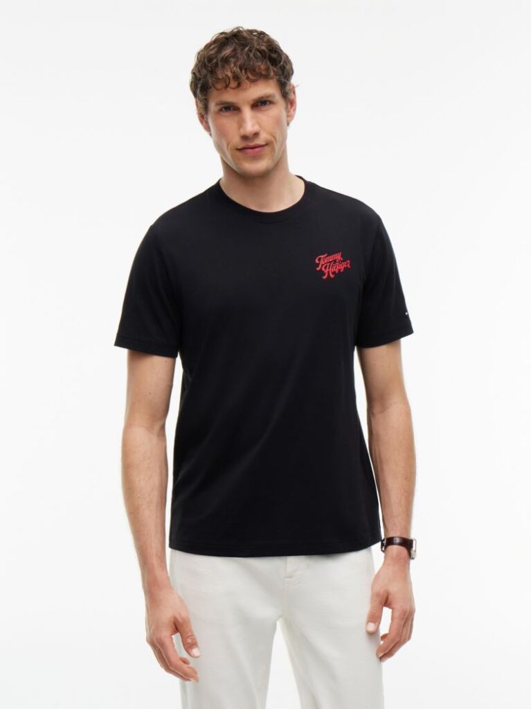 Μαύρο T-Shirt Με Κλασική Λαιμόκοψη Και Πίσω Σχέδιο  Άνδρες