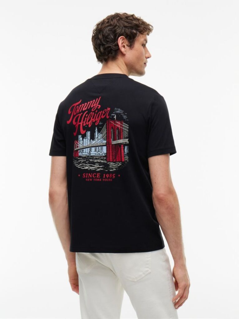 Μαύρο T-Shirt Με Κλασική Λαιμόκοψη Και Πίσω Σχέδιο  Άνδρες