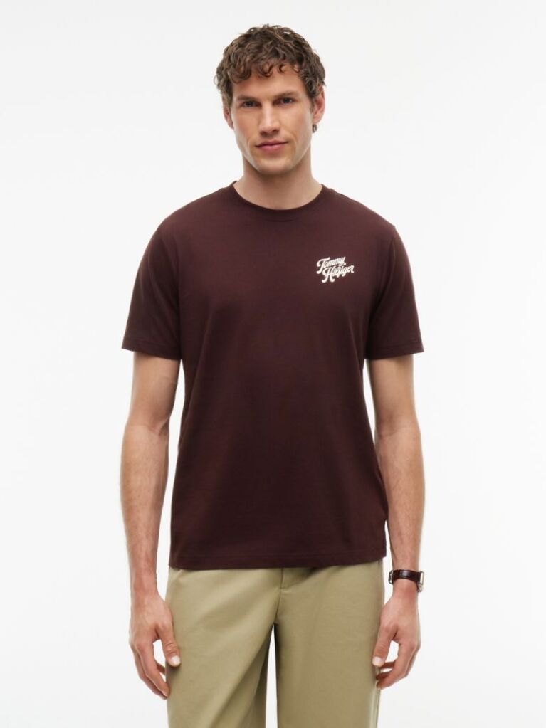 Καφέ T-Shirt Με Κλασική Λαιμόκοψη Και Πίσω Σχέδιο  Άνδρες