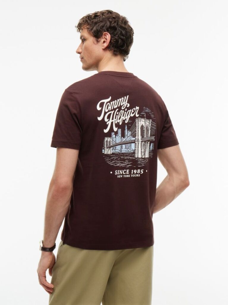 Καφέ T-Shirt Με Κλασική Λαιμόκοψη Και Πίσω Σχέδιο  Άνδρες
