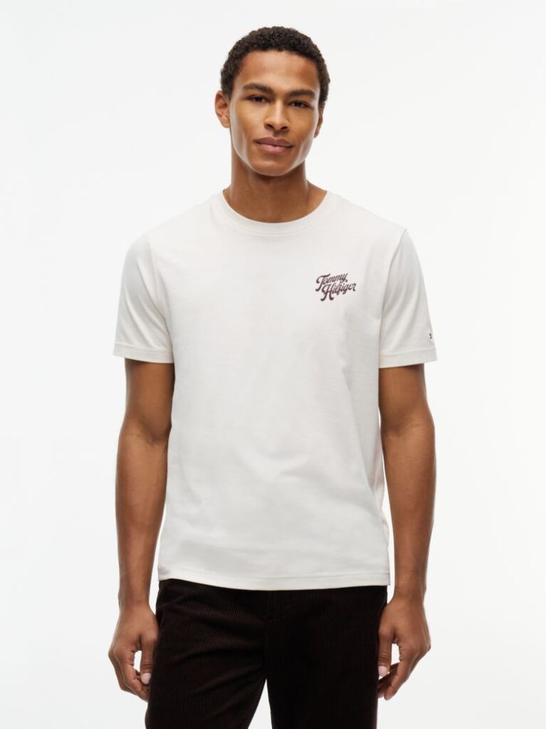 Μπεζ T-Shirt Με Κλασική Λαιμόκοψη Και Πίσω Σχέδιο  Άνδρες