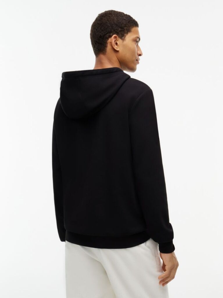 Black Logo Mixed Texture Twill Hoody  Men