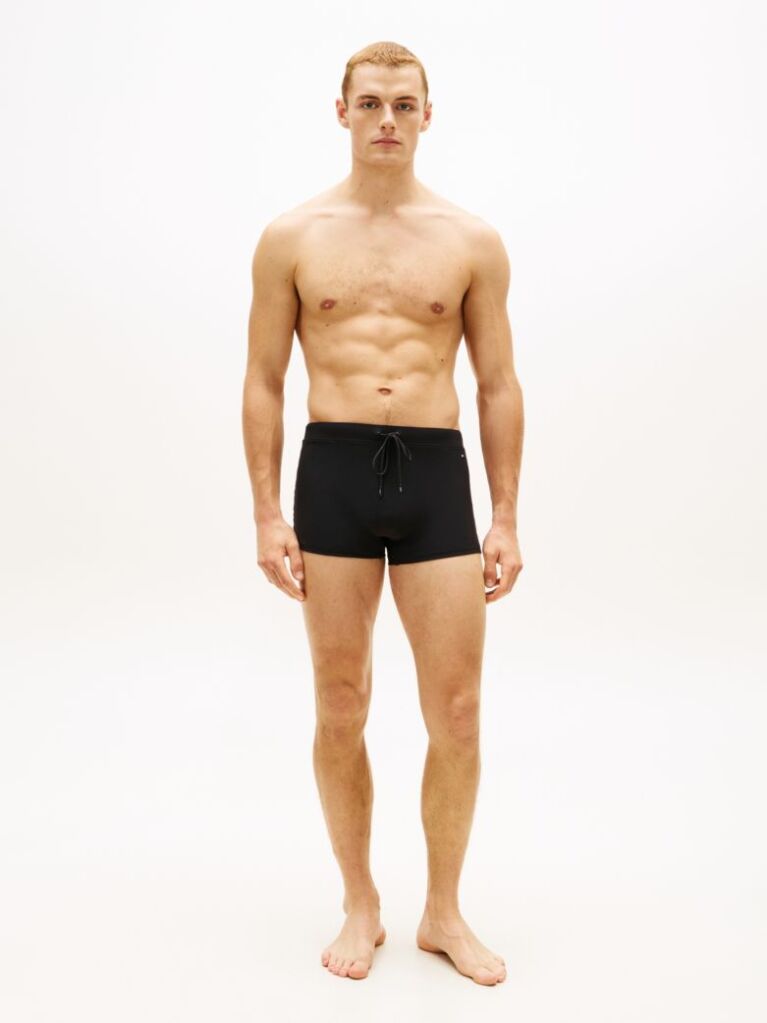 Black Essential Flag Embroidery Swim Trunks  Men