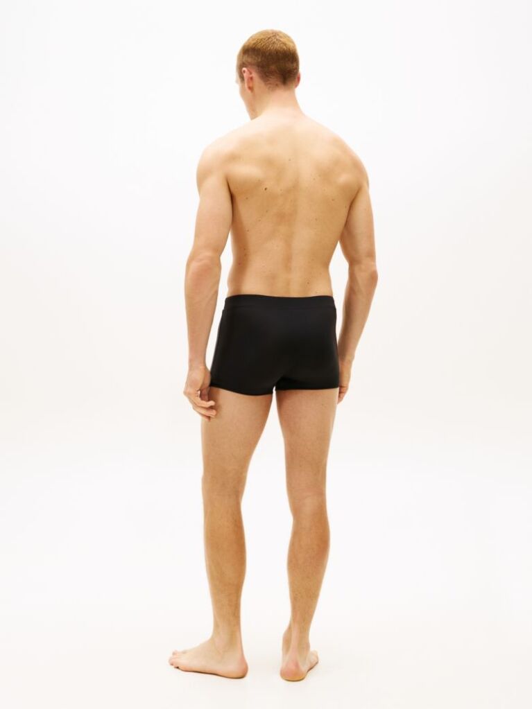 Black Essential Flag Embroidery Swim Trunks  Men