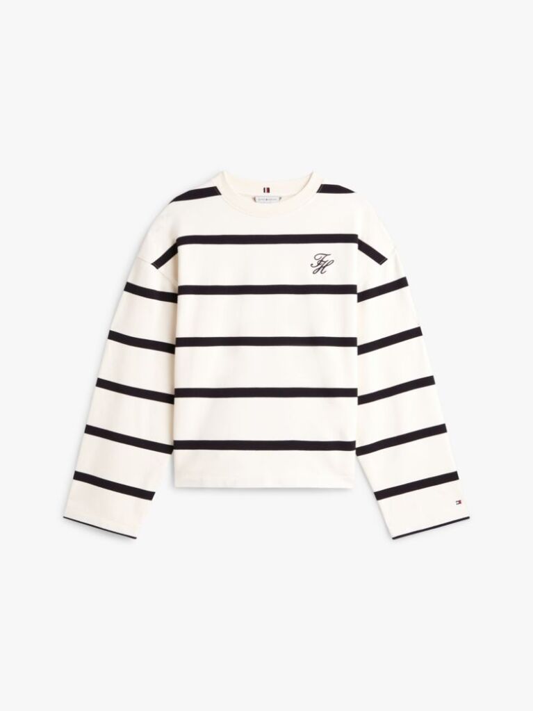 Multi Logo Embroidery Terry Crew Neck Sweatshirt  Women