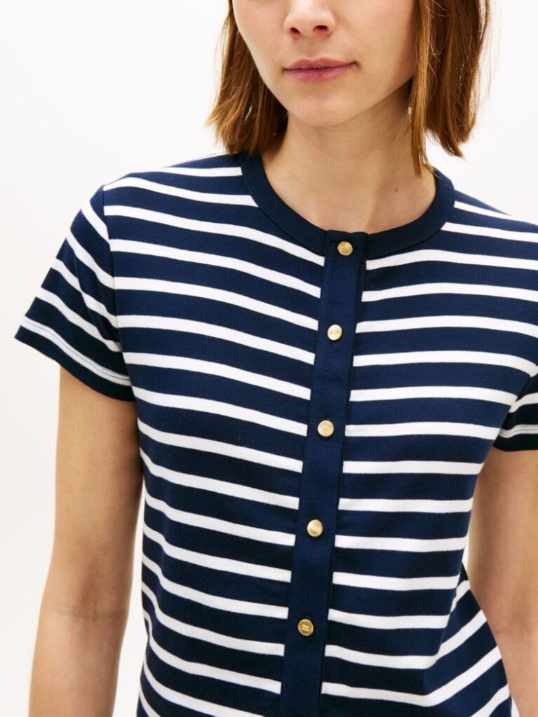 Multi Slim T-Shirt Με Χρυσά Κουμπιά  Γυναίκες