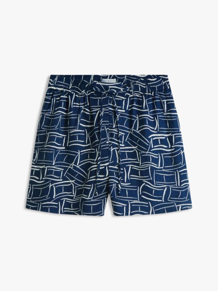 Multi Flag Embroidery Pure Linen Shorts  Women