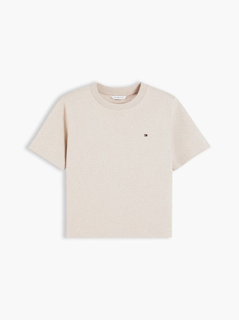 Μπεζ Boxy T-Shirt Με Πλέξη Interlock  Γυναίκες