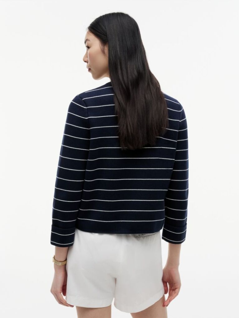 Blue Gold-Tone Button Boxy Cardigan  Women