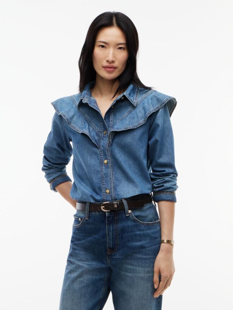 Μπλε Denim Πουκάμισο Σε Κανονική Γραμμή  Γυναίκες