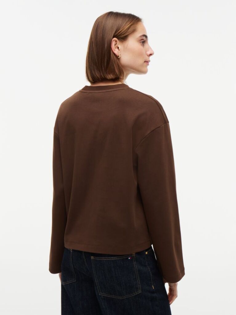 Brown Interlock Knit Relaxed Long Sleeve T-Shirt  Women