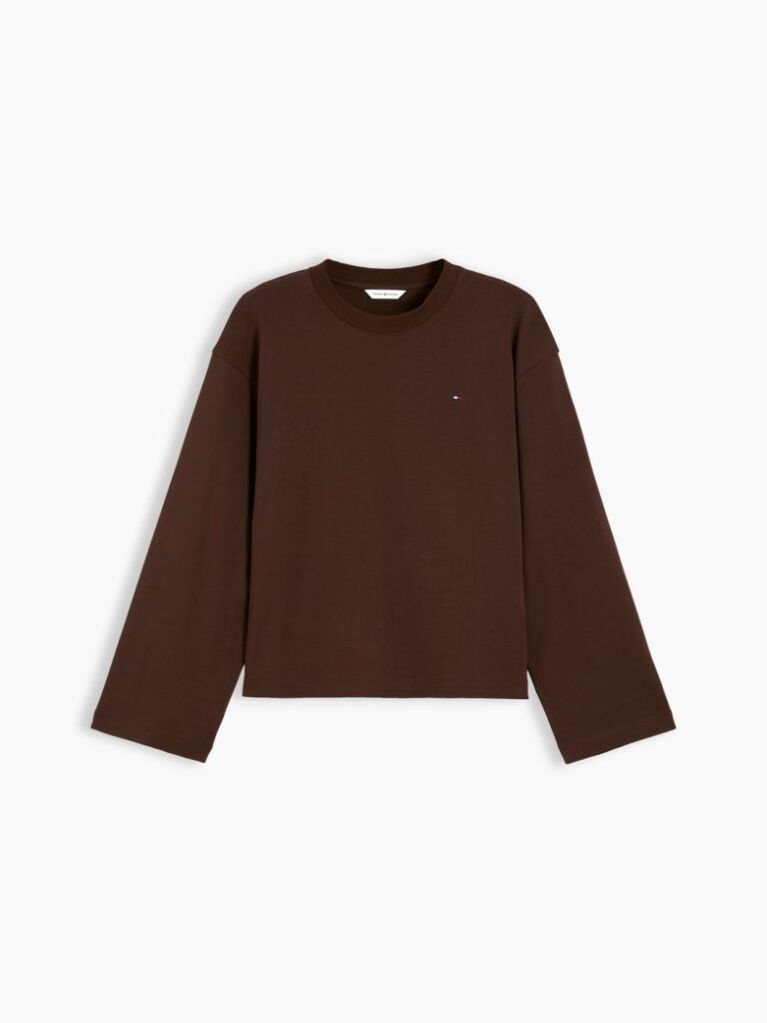 Brown Interlock Knit Relaxed Long Sleeve T-Shirt  Women