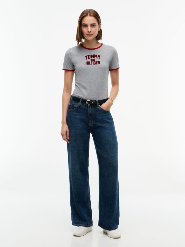 Γκρι Slim T-Shirt Με Varsity Λογότυπο  Γυναίκες