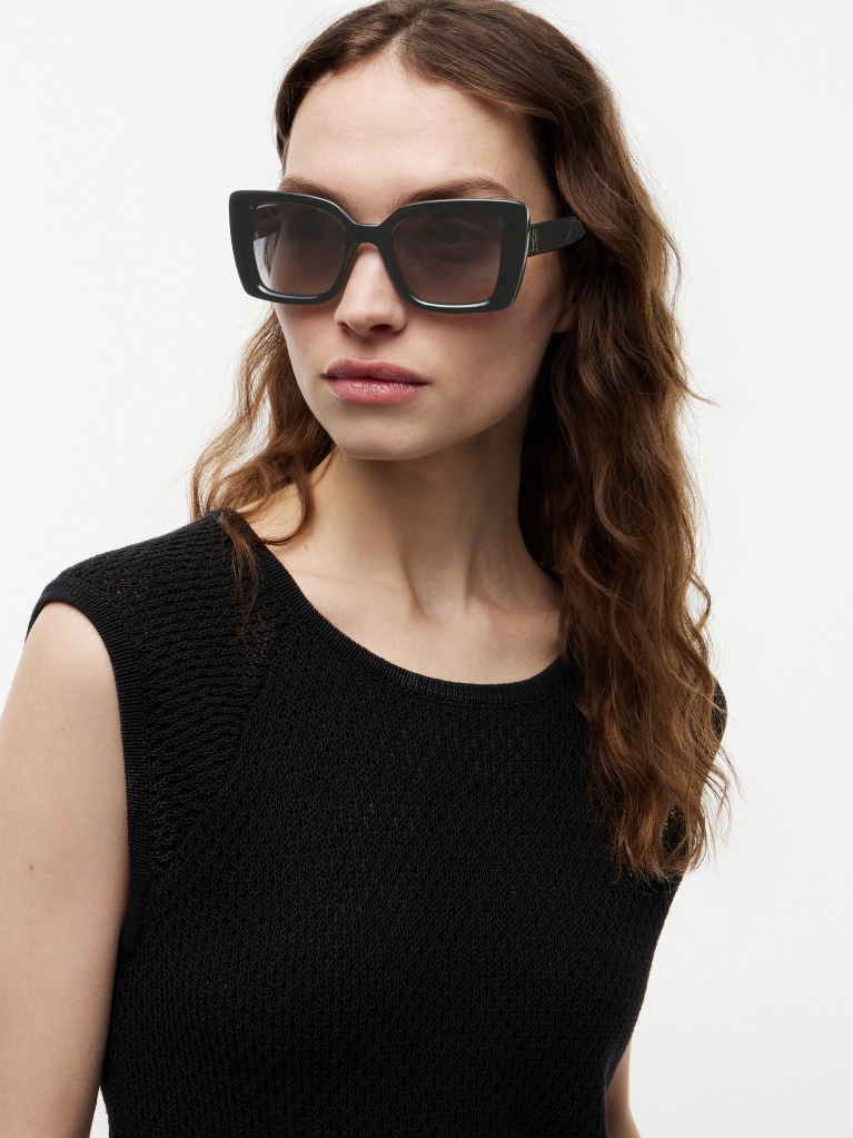 Μαύρο TH Monogram Γυαλιά Ηλίου Cat Eye Με Polarised Φακό  Γυναίκες