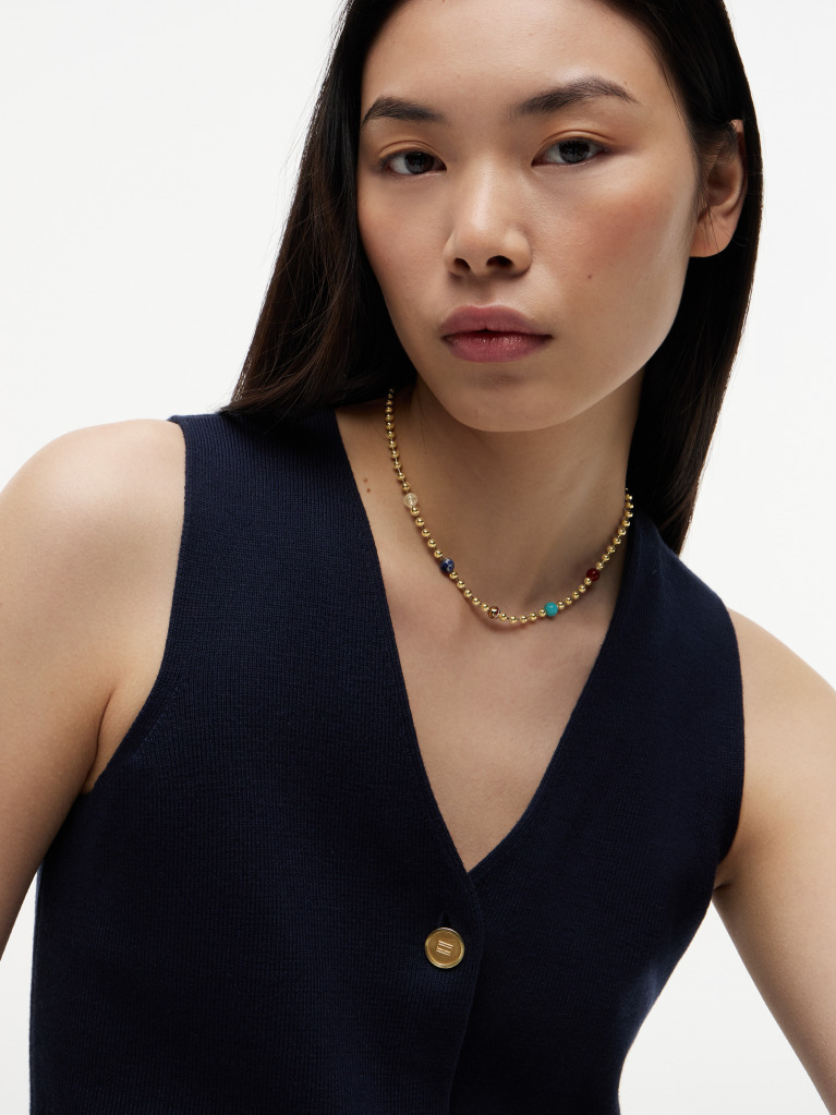 Gold Gold-Plated Semi-Precious Bead Necklace  Women
