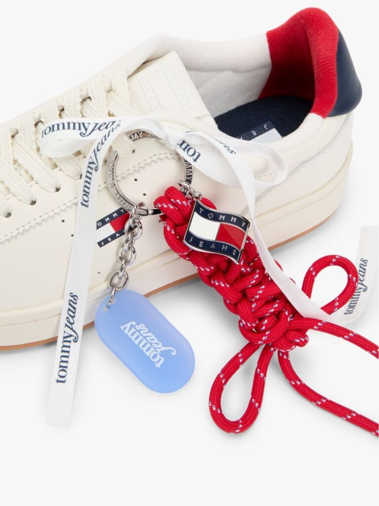 Beige Leather Archive Court Trainers With Charms  Women