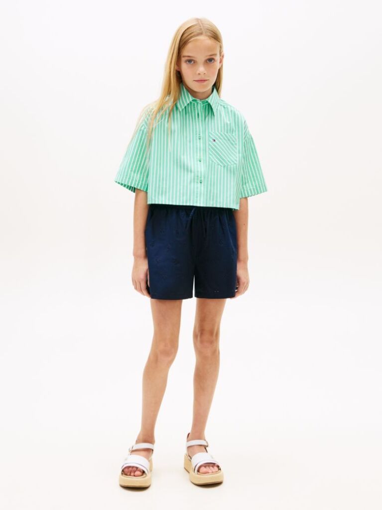 Blue Broderie Anglaise Wide Leg Shorts  Girls