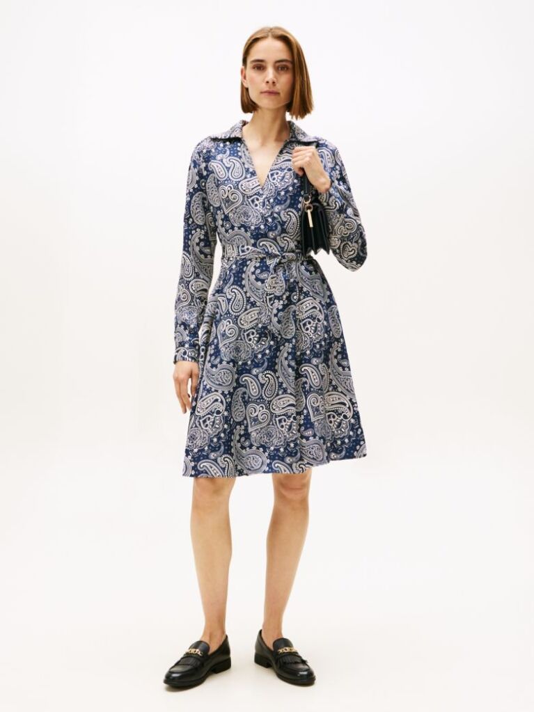 Multi Relaxed Long Sleeve Mini Wrap Dress  Women
