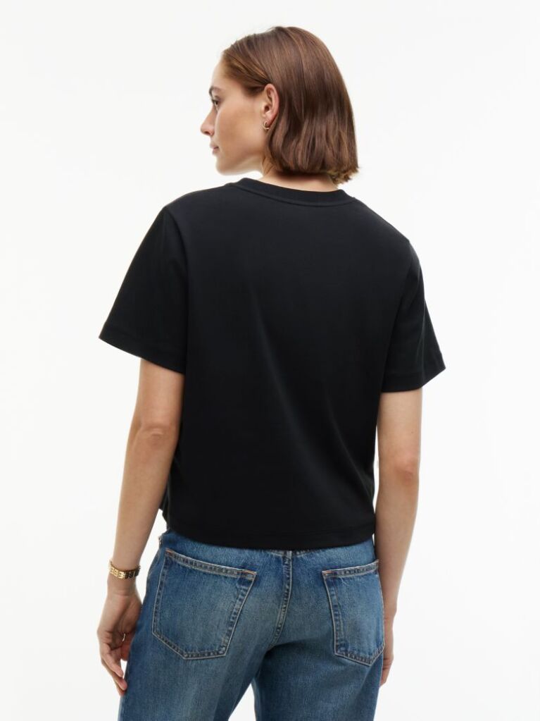 Μαύρο Boxy T-Shirt Με Πλέξη Interlock  Γυναίκες