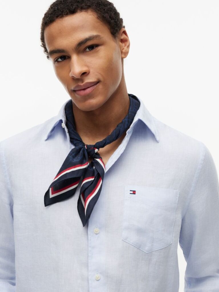 Μπλε Hilfiger Τετράγωνο Φουλάρι Με Σημαία  Άνδρες