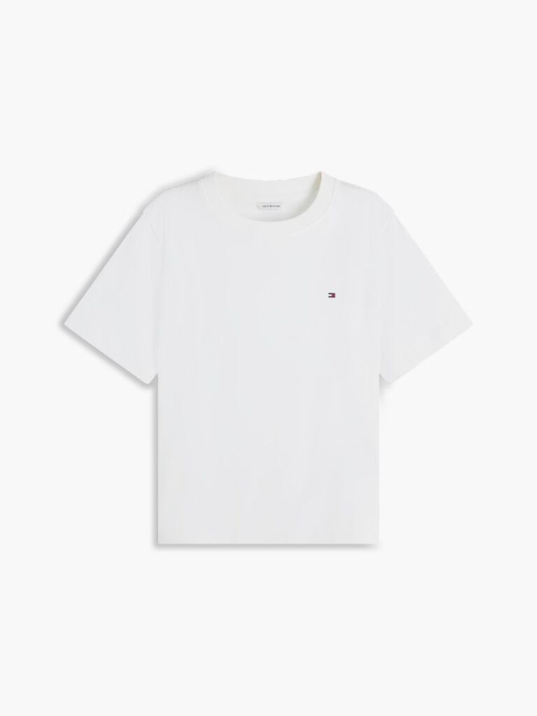 Άσπρο Boxy T-Shirt Με Πλέξη Interlock  Γυναίκες