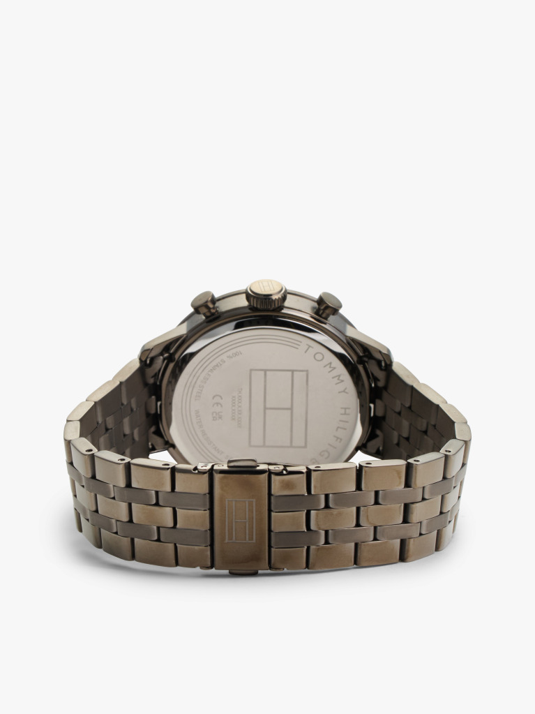 Blue Blue Dial Grey Chain-Link Chronograph Watch  Men
