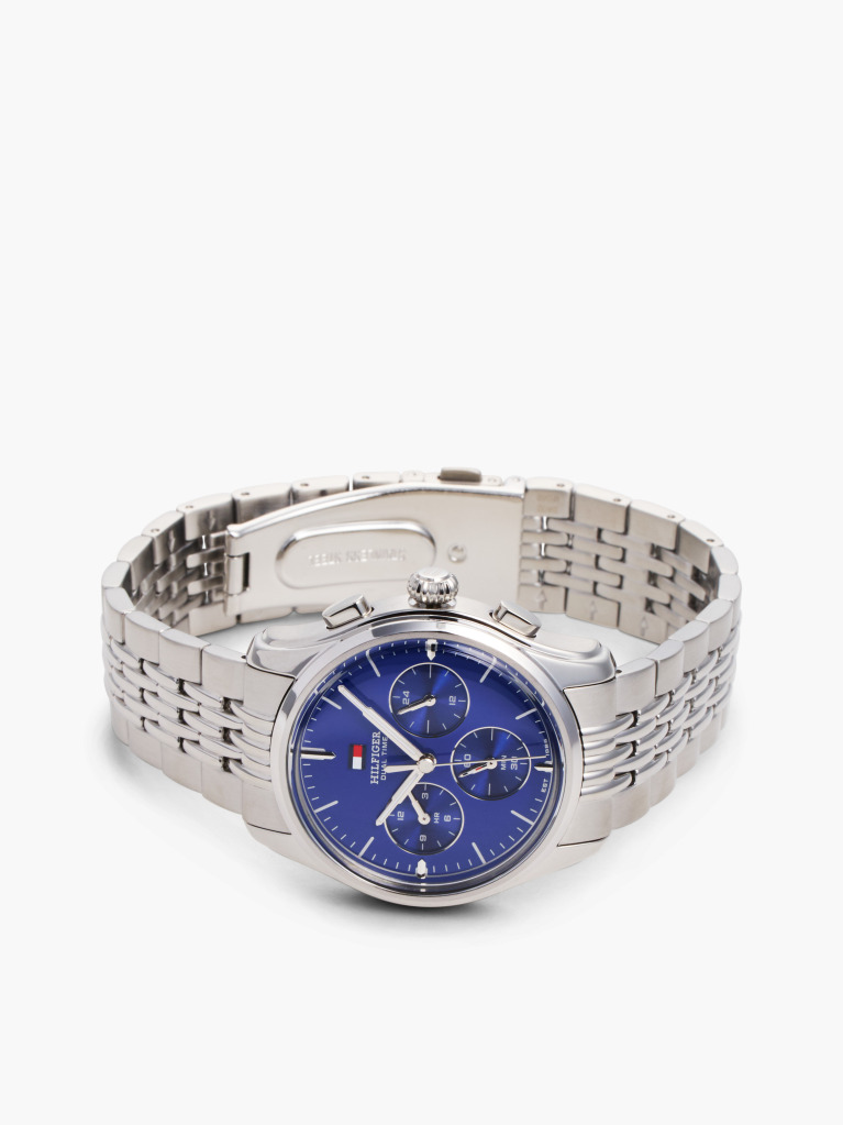 Blue Blue Dial Stainless Steel Chronograph Watch  Men