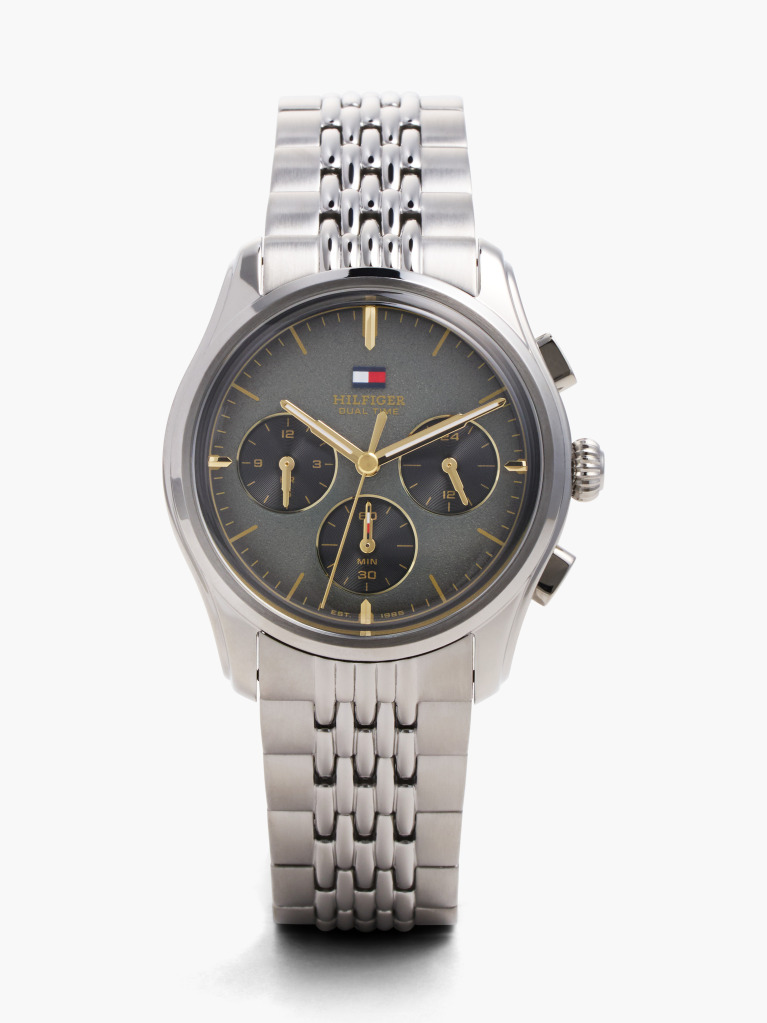 Grey Black Dial Gold-Plated Chronograph Watch  Men