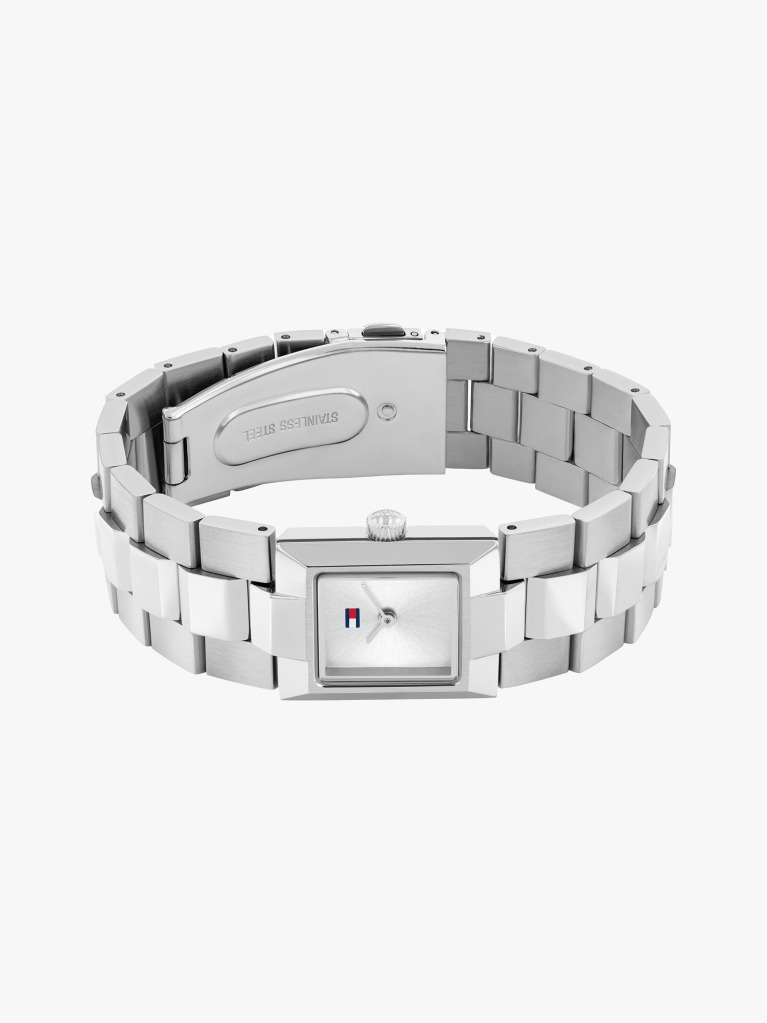 Silver Stainless Steel Square Dial Bracelet Watch  Women