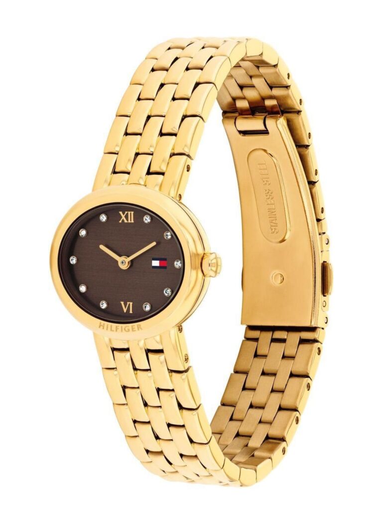 Brown Brown Dial Gold-Plated Stainless Steel Watch  Women