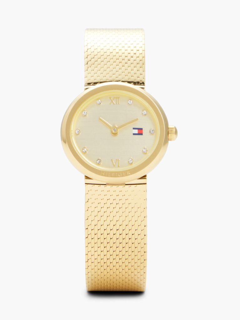 Gold Gold Plated Crystal-Embellished Mesh Strap Watch  Women