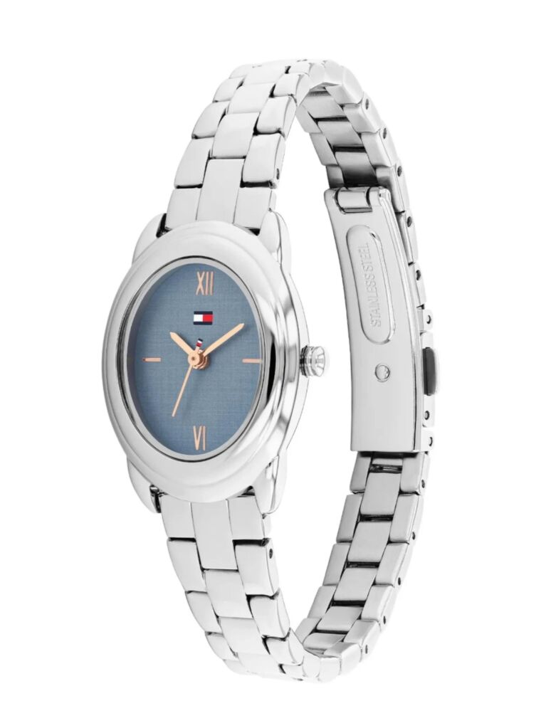 Blue Oval Dial Stainless Steel Bracelet Watch  Women