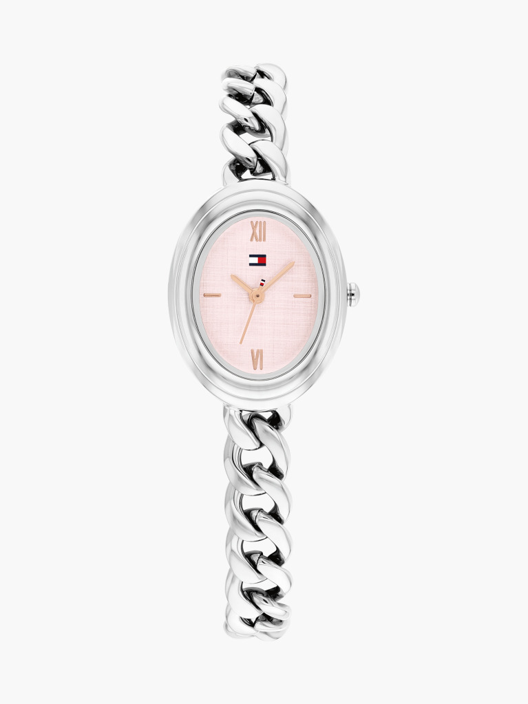 Pink Oval Dial Stainless Steel Bracelet Watch  Women