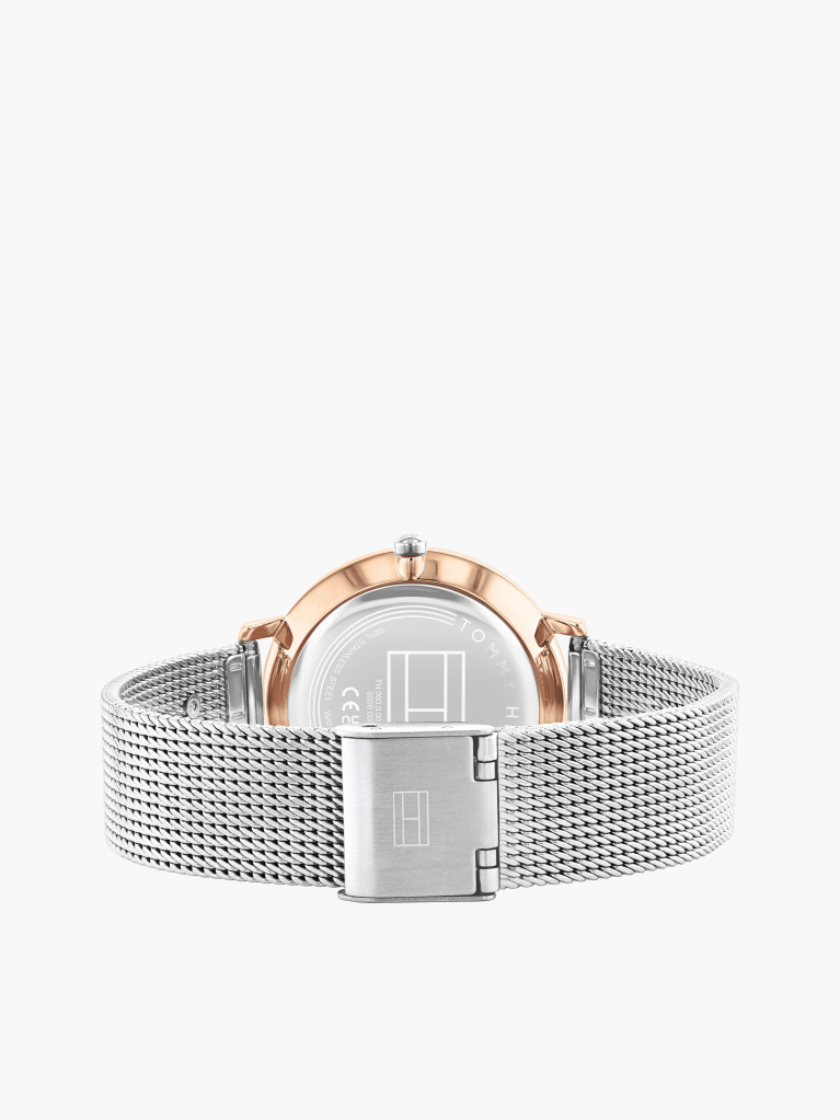 White TH Monogram Two-Tone Mesh Strap Watch  Women