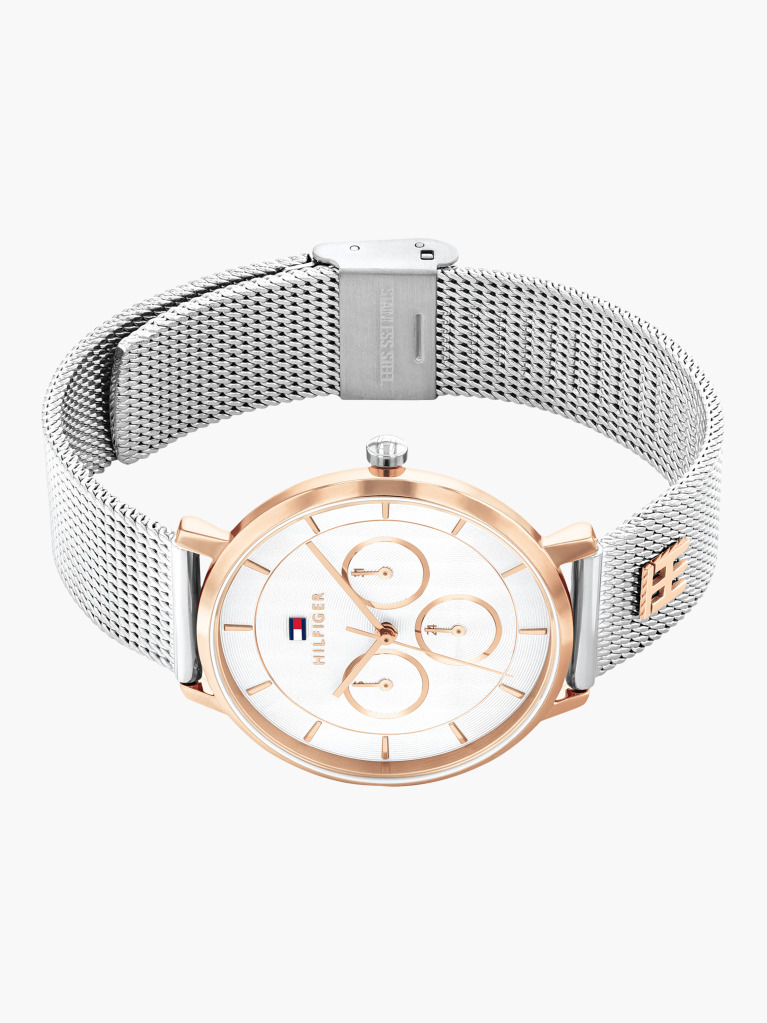 White TH Monogram Two-Tone Mesh Strap Watch  Women