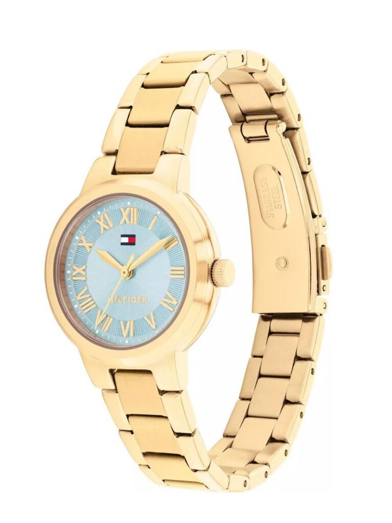 Blue Gold-Plated Chain-Link Watch  Women