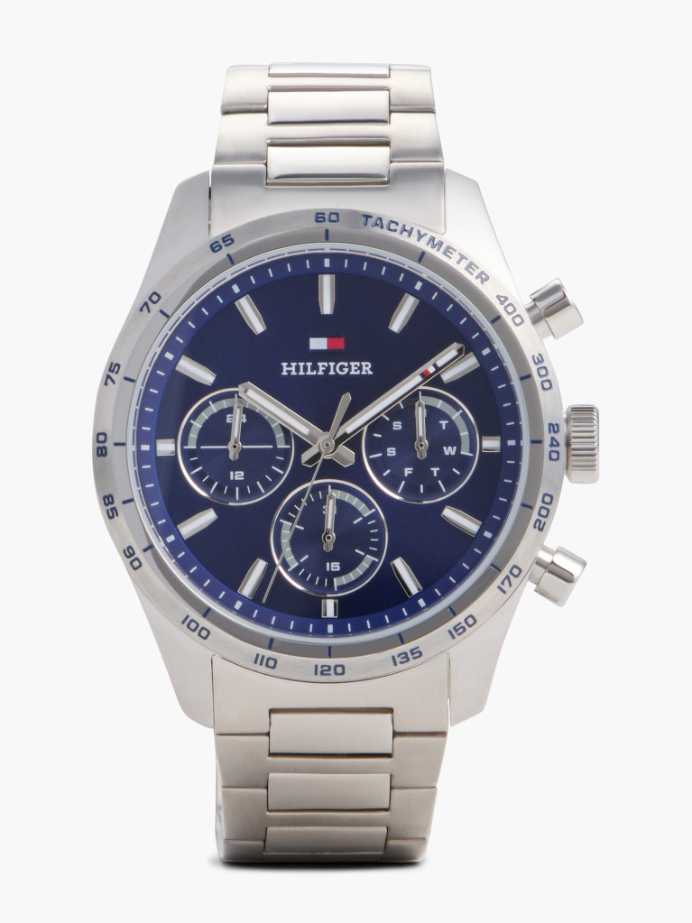 Blue Navy Dial Stainless Steel Chronograph Watch  Men