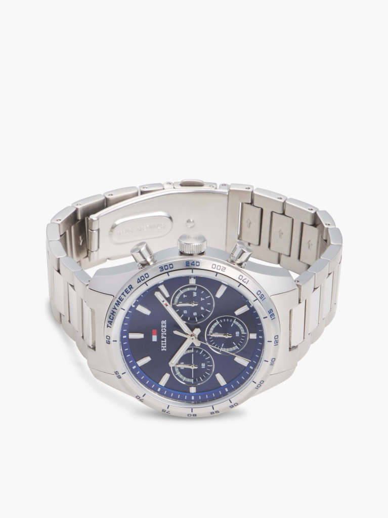 Blue Navy Dial Stainless Steel Chronograph Watch  Men