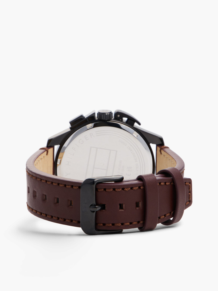 Black Black Dial Brown Leather Strap Watch  Men