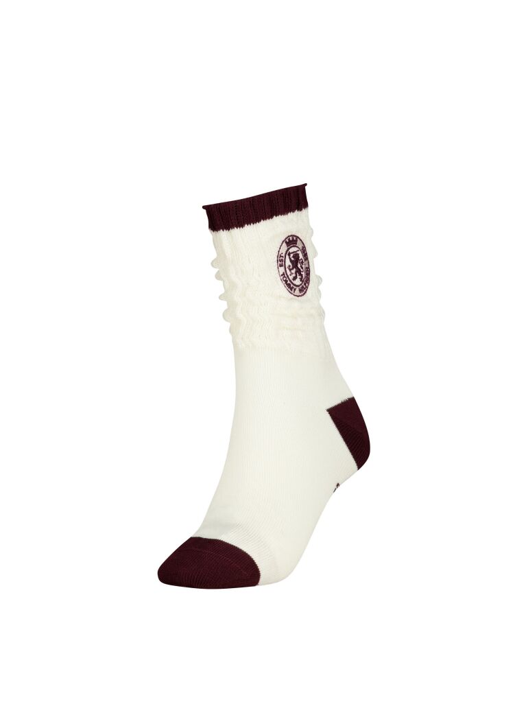 Beige 1-Pack Crest Embroidery Socks  Women