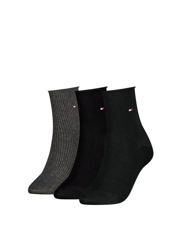 Black Tommy Hilfiger Women's Short Socks 3 Pack  Women