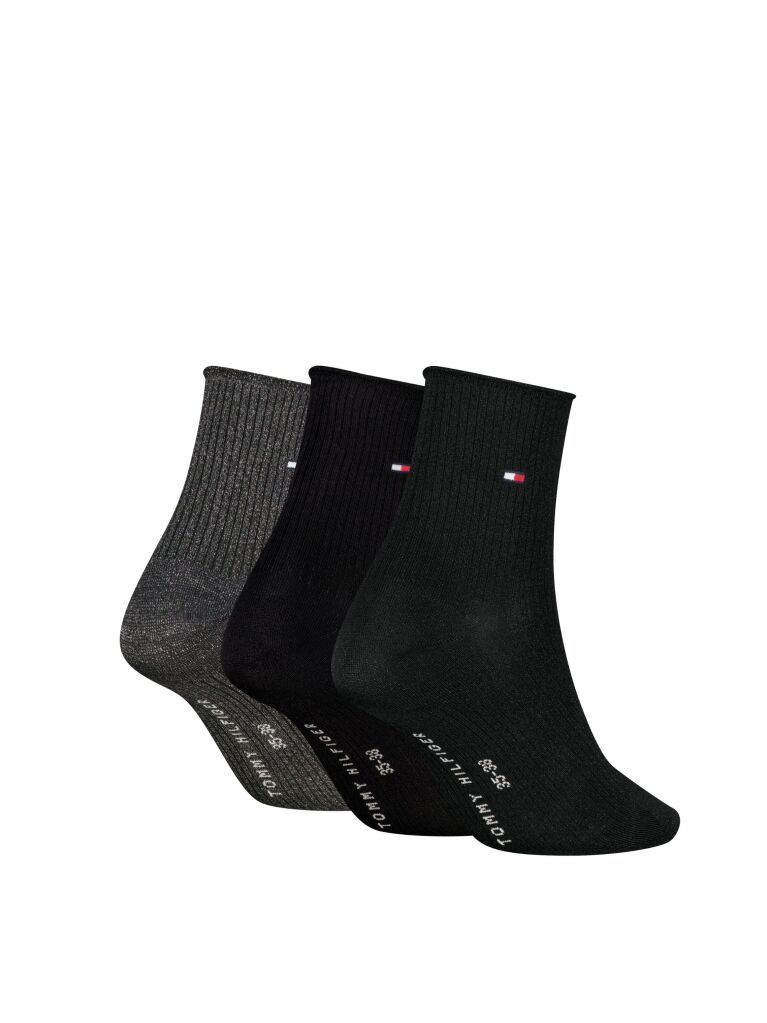 Black Tommy Hilfiger Women's Short Socks 3 Pack  Women